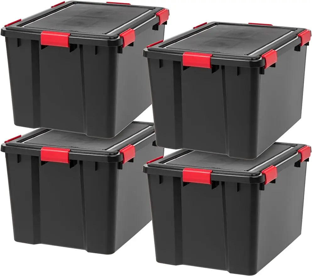 

IRIS 74 Quart WeatherPro™ Plastic Storage Bin Tote Organizing Container with Durable Lid and Seal and Secure Latching Buckles, 4
