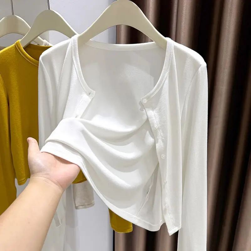 plus Size Knitted Sun Protection Cardigan Women's Fashion Spring Autumn Thin Shoulder Strap Dress Outer Shawl Cover up Long S...