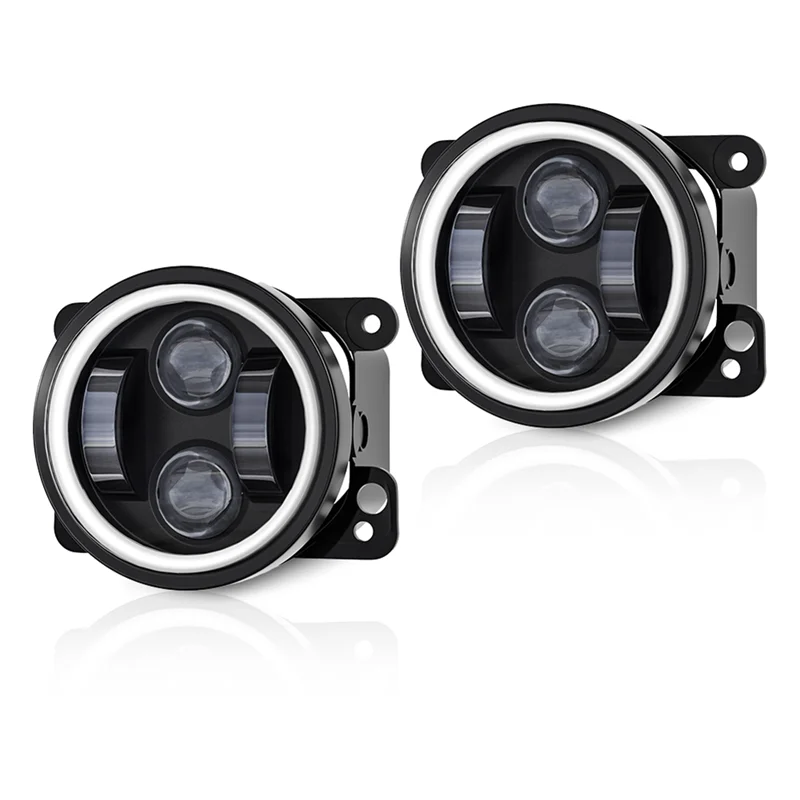 4 Inch Angel Eyes LED Fog Light Car Front Foglight Replacement Auto Lamp DRL Driving Fog Lamp for Offroad 4X4