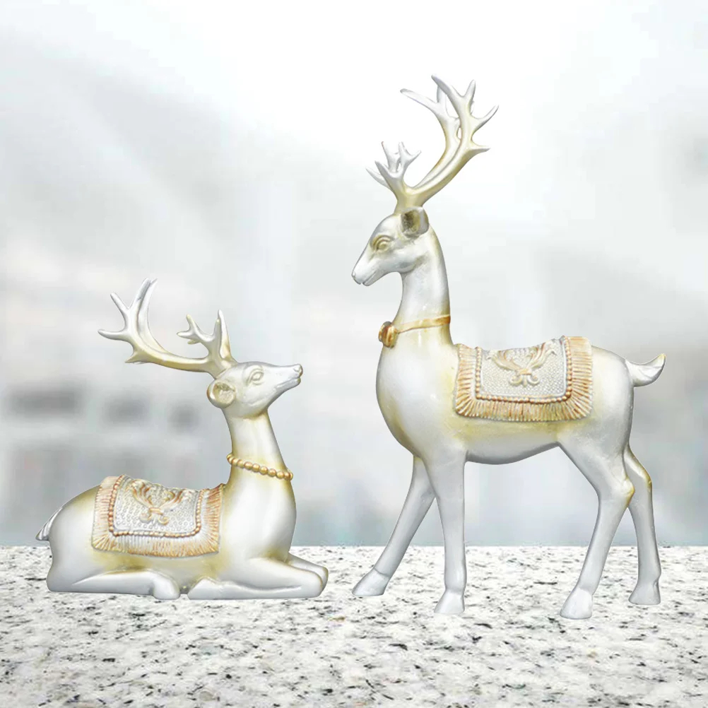 

1Pair Blue Elk Resin Ornaments Creative Design Home Decor Perfect for Living Room Bedroom Office Gifts Elk Resin Ornaments