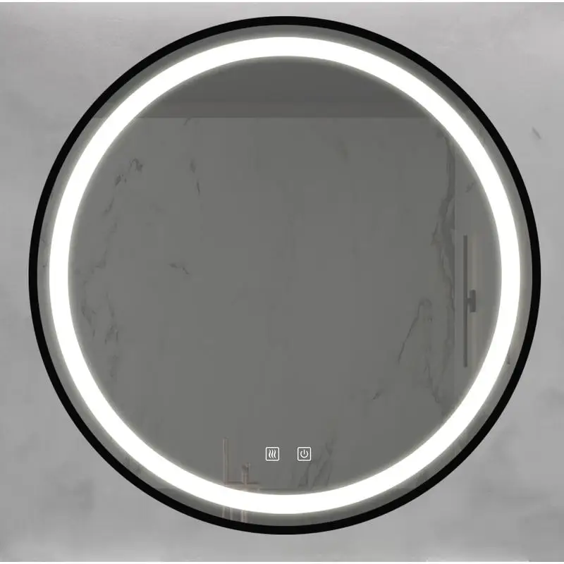 

24" Bathroom LED Vanity Mirror, Black Aluminum Frame, High Lumen, Dimmable Touch & Wall Switch, Anti-Fog, CRI 95, Adjustable