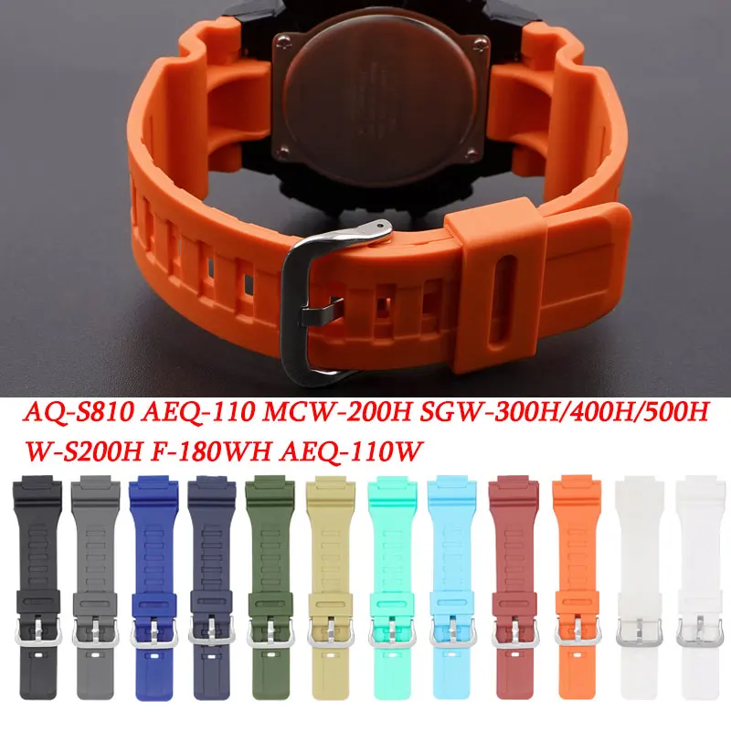 Resin Strap For Casio AQ-S810 AEQ-110 MCW-200H SGW-300H/400H/500H W-S200H F-180WH AEQ-110W Replace Wrist Band Belt Accessories