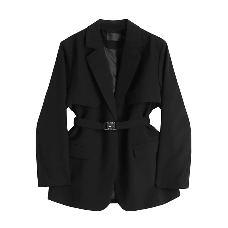 

Элегантный черный универсальный приталенный пиджак для женщин, весна-осень 2024, новый французский стиль, уникальный дизайн, нишевый пиджак