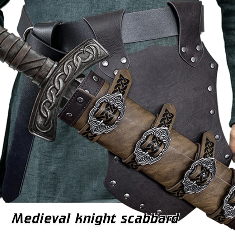 

Sword Holder Medieval Waist Scabbard for Adult Men Knight Weapon Warrior Sword Holder Pu Leather Cosplay Retro Sword Scabbard