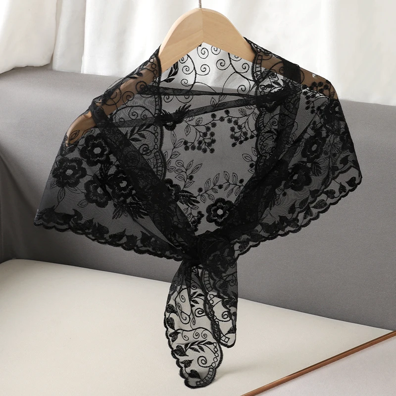 Women Tassel Wrap Shawl Flower Lace Scarves Lady Fashion Wedding Headscarves Female Spring Summer Photo Props Accessories 2023