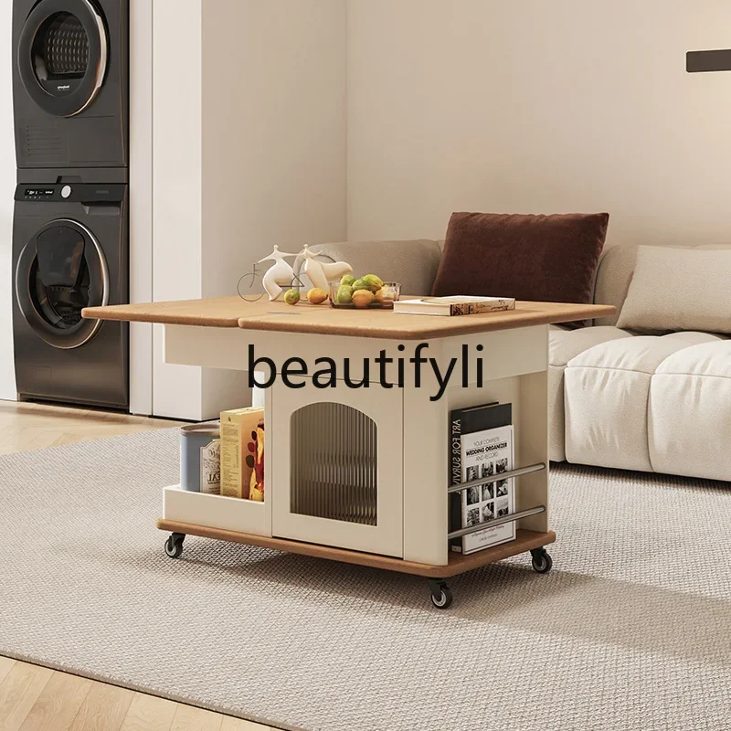C53 المنقولة طاولة القهوة القابلة للطي أريكة طاولة جانبية غرفة المعيشة قابل للتعديل عربة صغيرة طاولة شاي التخزين