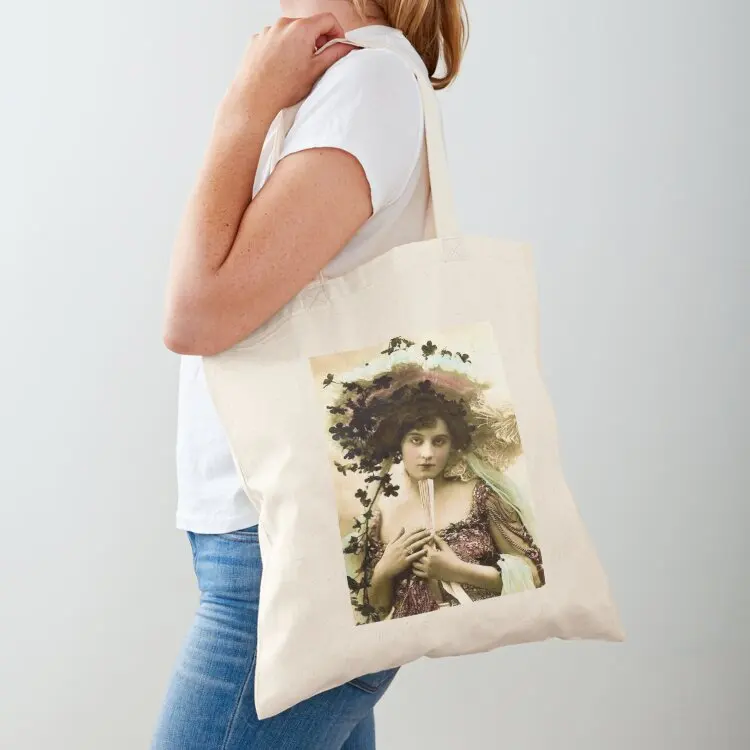 

FLAPPER with a FAN : Vintage 1920 Art Deco Print Tote Bag Candy bags custom bags hand bag female bag