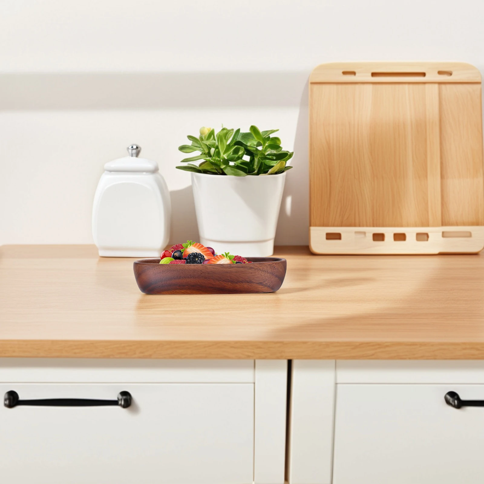 

Walnut Wood Bowl Creative Boat Shaped Salad Candy Fruit Kitchen Counter Decorative Tray Serving Bowls Wooden Fruit Bowl Retro