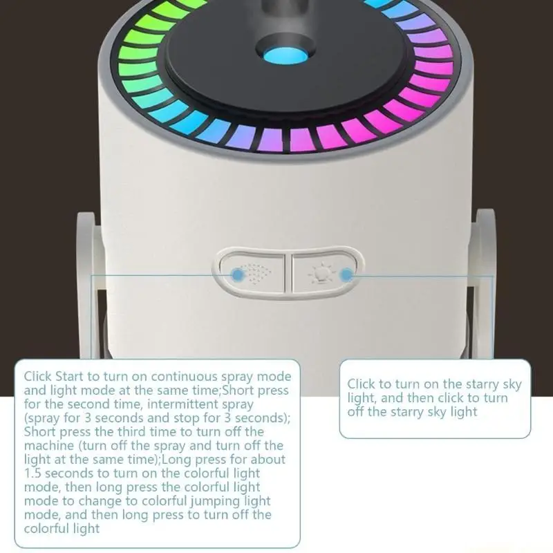 D0AB Small Humidifier Enhancing Air Quality with Colorful Light Setting Plastic Texture Suitable for Home and Car Use