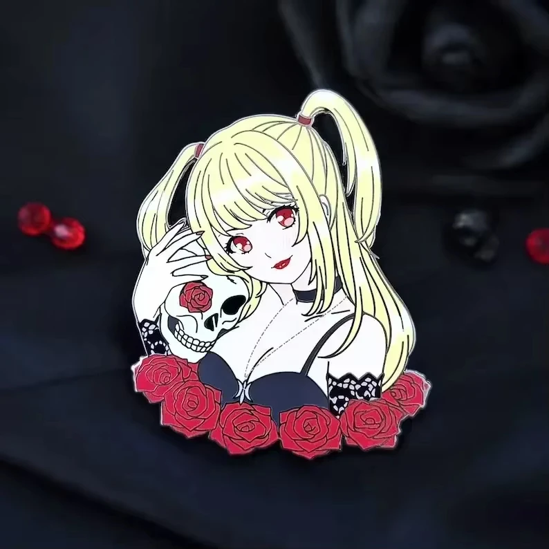 Death Note Misa Amane Enamel Pin Anime Skull Rose Brooch Cute Collectible Lapel Badge Perfect Gift for DN Manga Fans