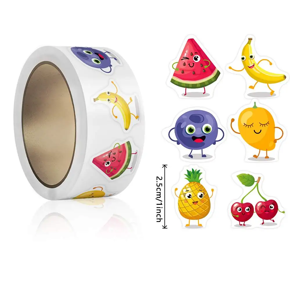 100-500 قطعة من ملصقات القرطاسية لحفلات أعياد الميلاد، بالون فواكه أرضي، لافتة سعيدة، ملصقات خضروات للثلاجة #1