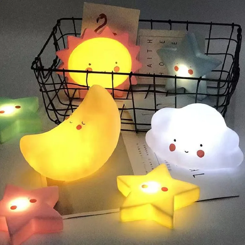 Lámpara Led de noche con forma de estrella de dibujos animados para niños, luz de noche para dormitorio de unicornio, decoración de Color, juguete luminoso, regalo de cumpleaños y Navidad