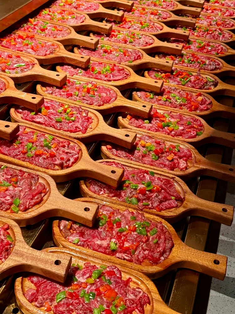 

Self-Service BBQ Restaurant Wooden Board Sui Platter Fried Chien Di Korean Sle Long Elliptical ape Universal Use