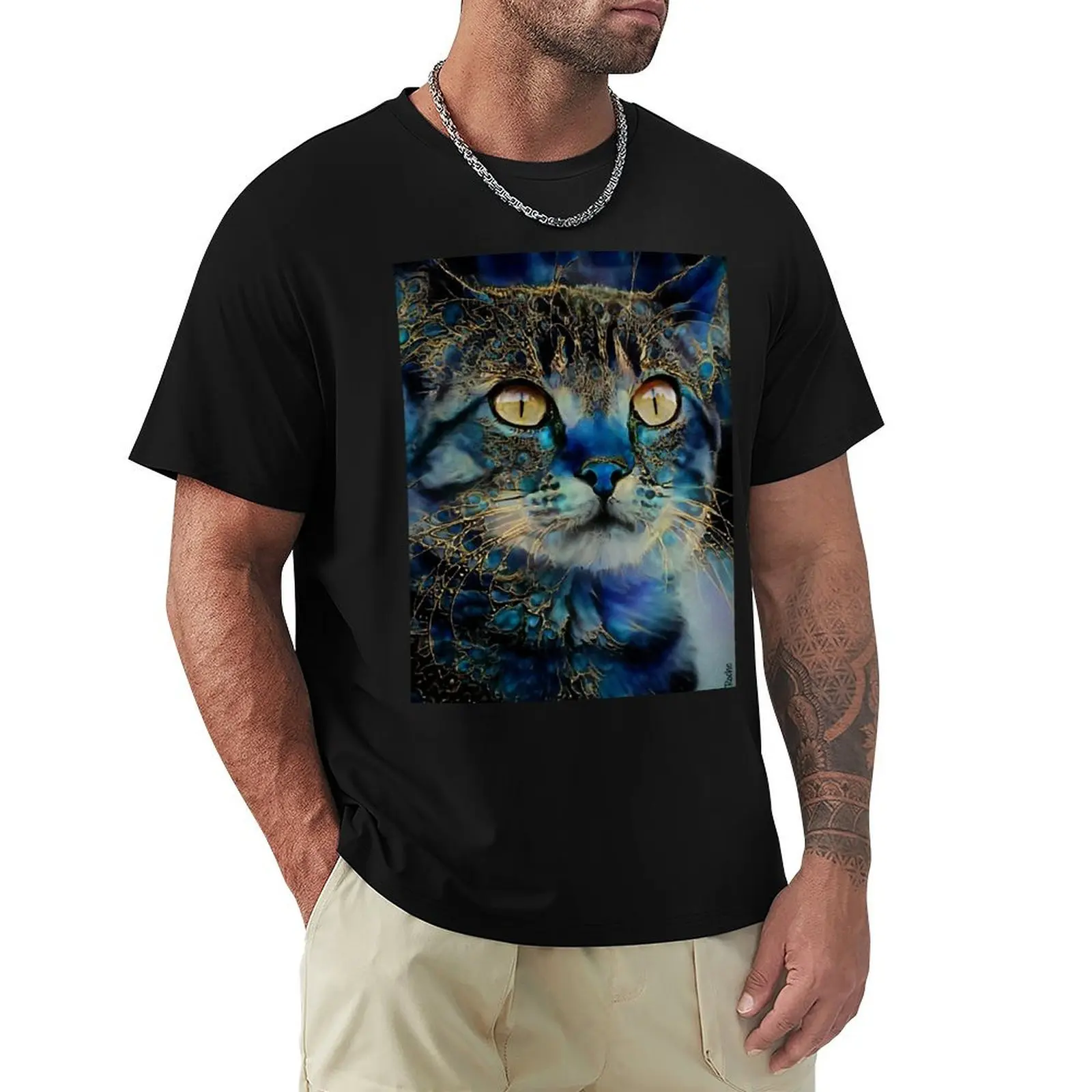 Edoo, cat - chat, chaton, peintures de Lea Roche, T-shirt grande taille à manches courtes pour l'entraînement