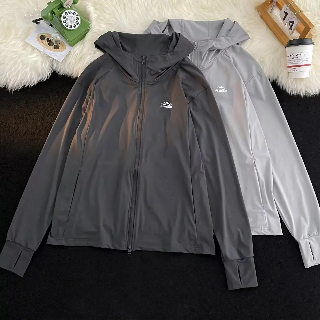 

Мужская куртка из ледяного шелка с охлаждающим эффектом и защитой от солнца, свободная легкая летняя толстовка с капюшоном, парная модель в японском стиле Харадзюку