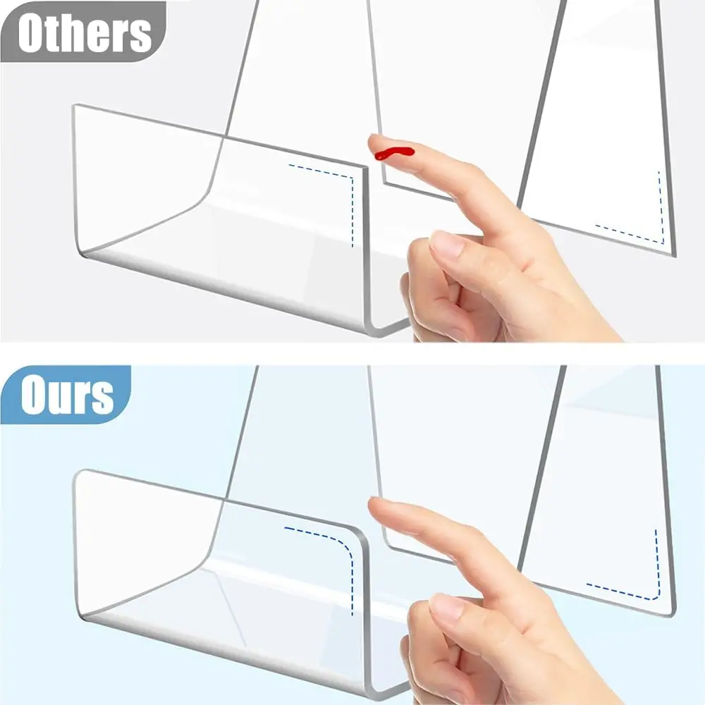 4 Pack Acrylic Book Stands for Display, Clear Book Holder Display Stand, 4-Inch Small Easel Picture Stands for Vinyl, Postcard