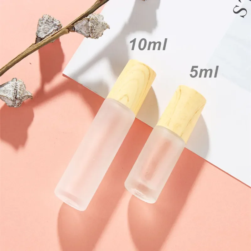 1000pcs/lot 10ml Roll On Bottle Thick Frosted Glass Perfume Bottles Refillable Empty Roller Essential Oils Vials