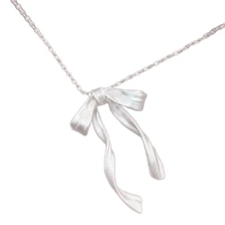 F42F Beautiful Bowknot Pendant Necklace Elegant Collarbone Chain with Stylish Bowknot Pendant Unique Neckchain Ornament