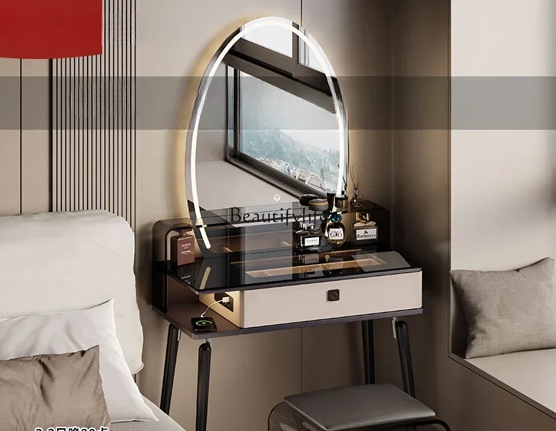 

A Italian minimalist dresser bedroom with lock smart makeup table large mirror