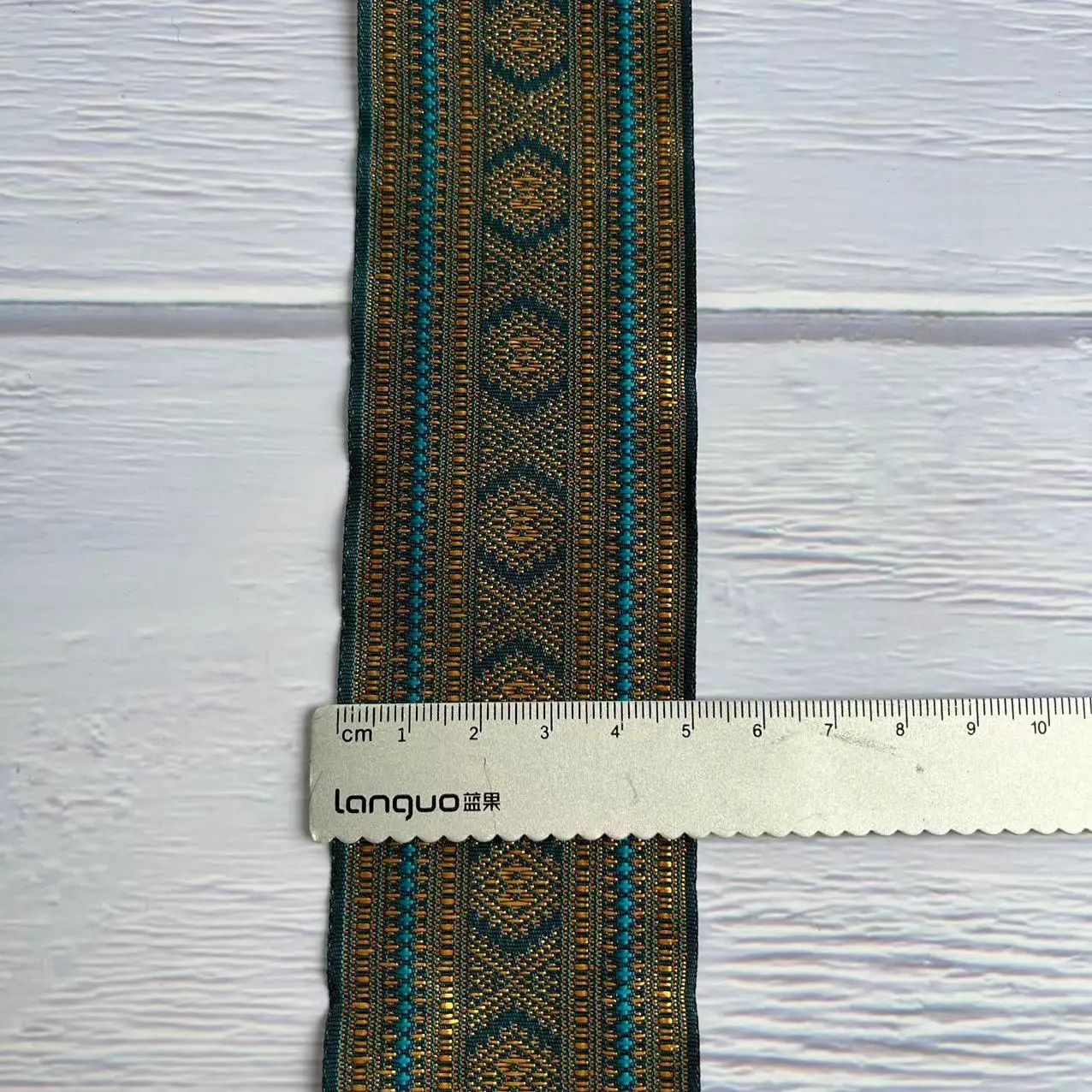 Wide 5 cm 10 Yards/lot Polyester Woven Jacquard Ribbon Pink and blue background Geometric pattern for clothing accessory YS-2136