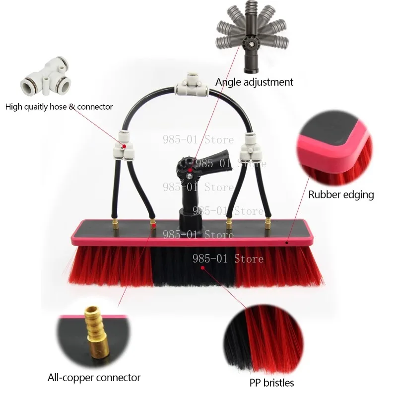 9m Telescopic Window Cleaning Brush, Water Spray Flow-through Brush for Photovoltaic Panel Cleaning