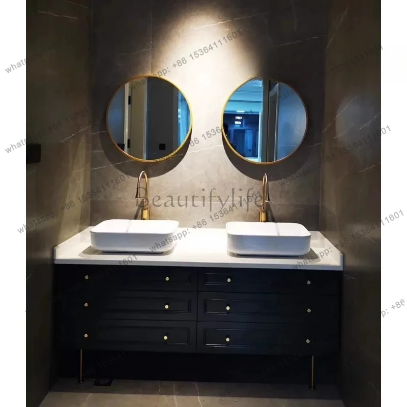 French modern light luxury designer bathroom cabinet Nordic minimalist style high-end five-star hotel