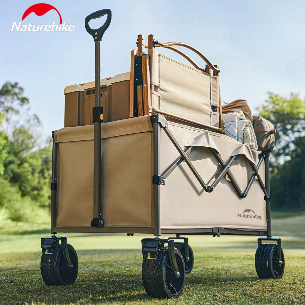 Naturehike Chariot Pliant Wagon Panier Portable En Acier Cadre Camping En Plein Air Shopping Pique-Nique Léger 250L Grande Capacité 600D