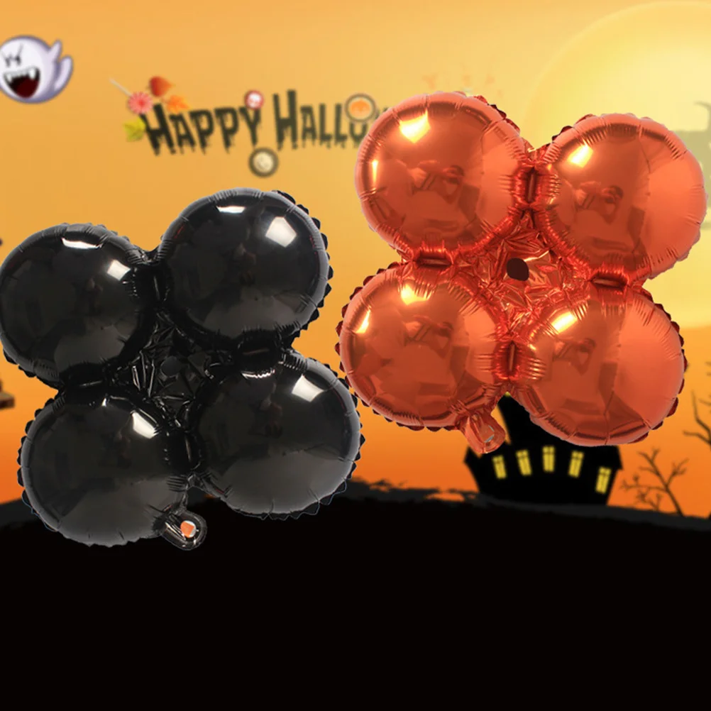 

10Pcs Four Leaf Clover Foil Balloons Black Orange Halloween Birthday Festival Party Decoration Halloween Balloon