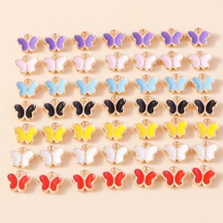 30pcs 8*8mm Colorful Alloy Enamel Mini Butterfly Charms Cute Animals Pendants For DIY Bracelet Necklace Handmade Jewelry Making