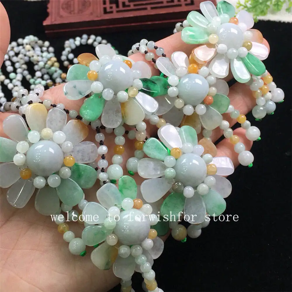 Brand New Natural Jadeite Sweater Chain 70cm Long Pendant Tassel Necklace Long Sweater Chain Fashion Charm Jewelry