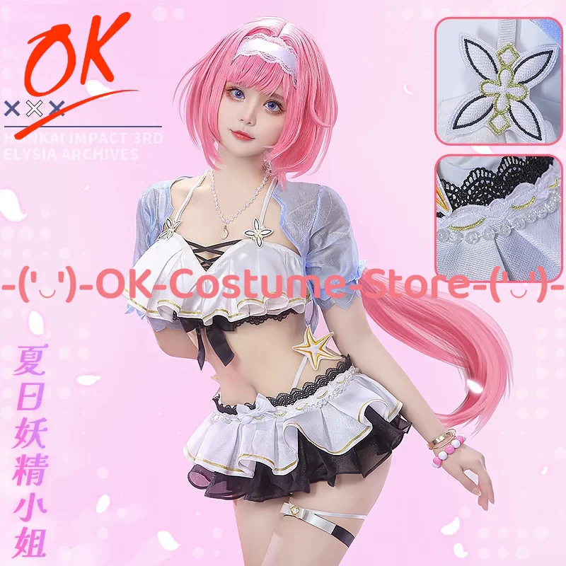 Honkai Impact 3rd Elysia Summer Miss Elf Cosplay Costume Cute Bikini Swimsuit Beach Outfit Halloween Carnival Party Uniform Suit