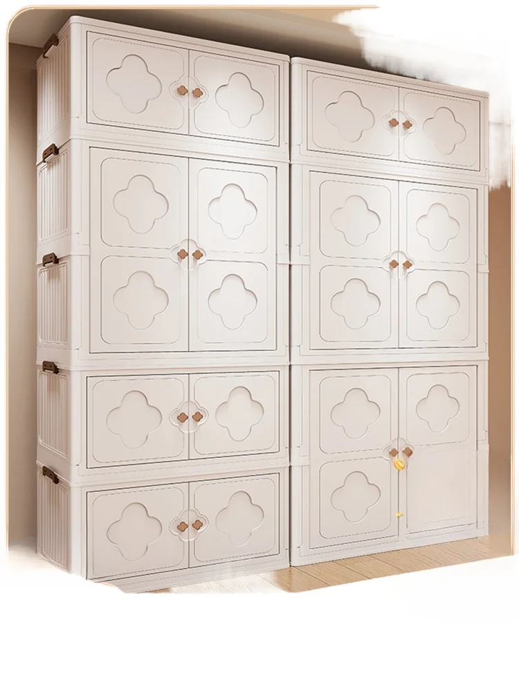 Wardrobe Bedroom Household Clothes Storage Cabinet Folding Baby Children's Storage Small Wardrobe Rental Room Easy