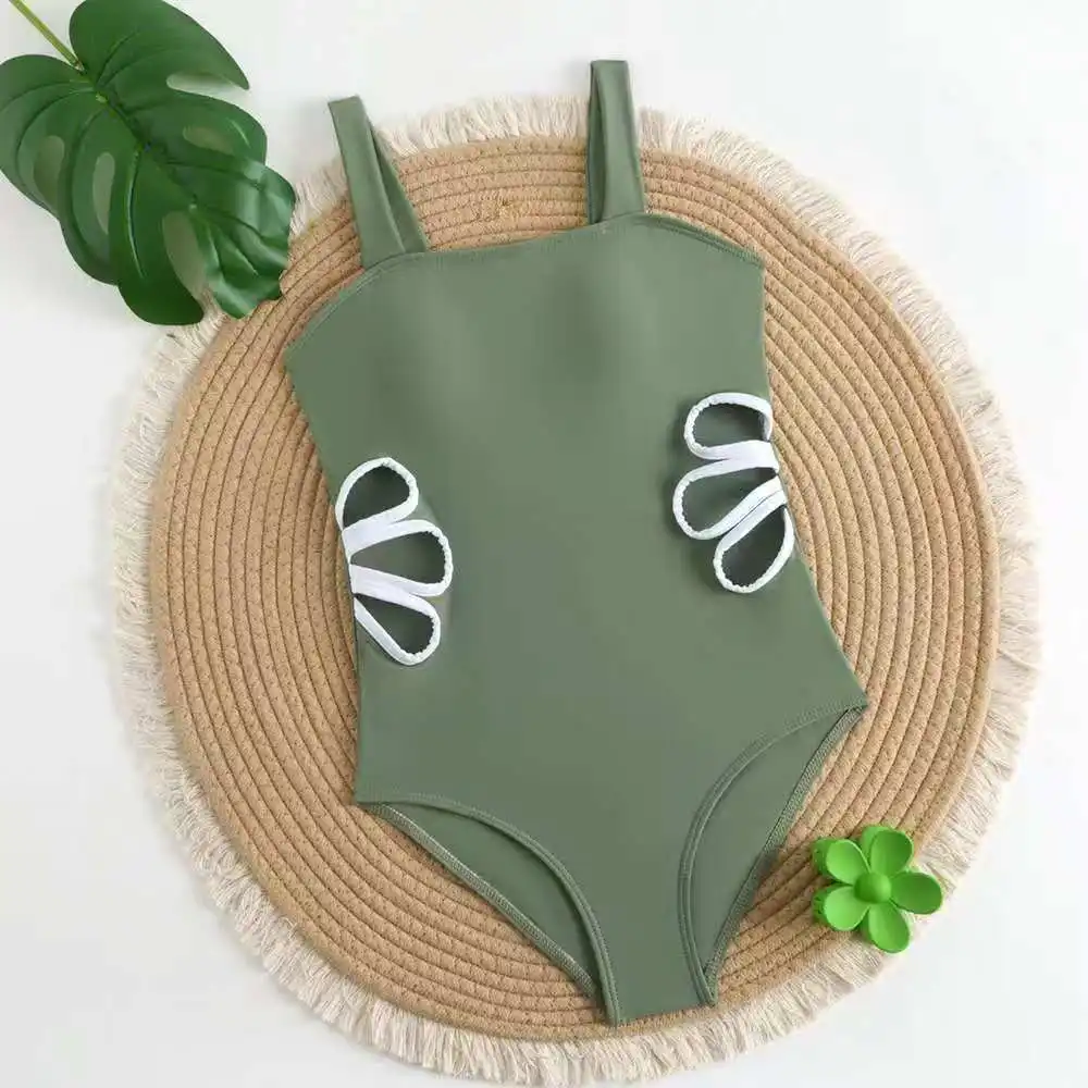 

Купальник-боди для девочек с вырезами, 8-12 лет, подростковый, армейский зеленый, 2026