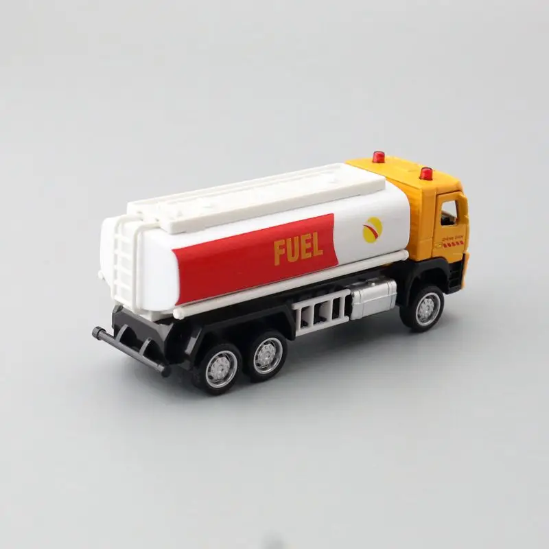 Diecast Metal Toy Car Model 1:72 Scale Oil Tnak Container Truck Engineering Pull Back Educational Collection Gift Kid Match Box