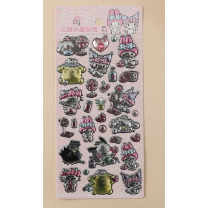 Hot Nieuwe Sanrio Kuramitsu kinderen leuke cartoon lichtgeëtste kristallen stickers, meisjes driedimensionale reliëf stickers