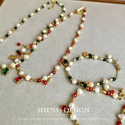 Natural 5-6mm Freshwater Pearl Zircon Pendant Necklace Bracelet Copper Plated 14k Gold Wrap Necklace For Women