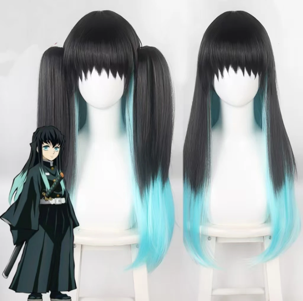 

Парик для косплея Токито Муичиро (аниме), черный с синим градиентом, двухслойный, прямой, из синтетических волос, термостойкий, с сеткой-основой.