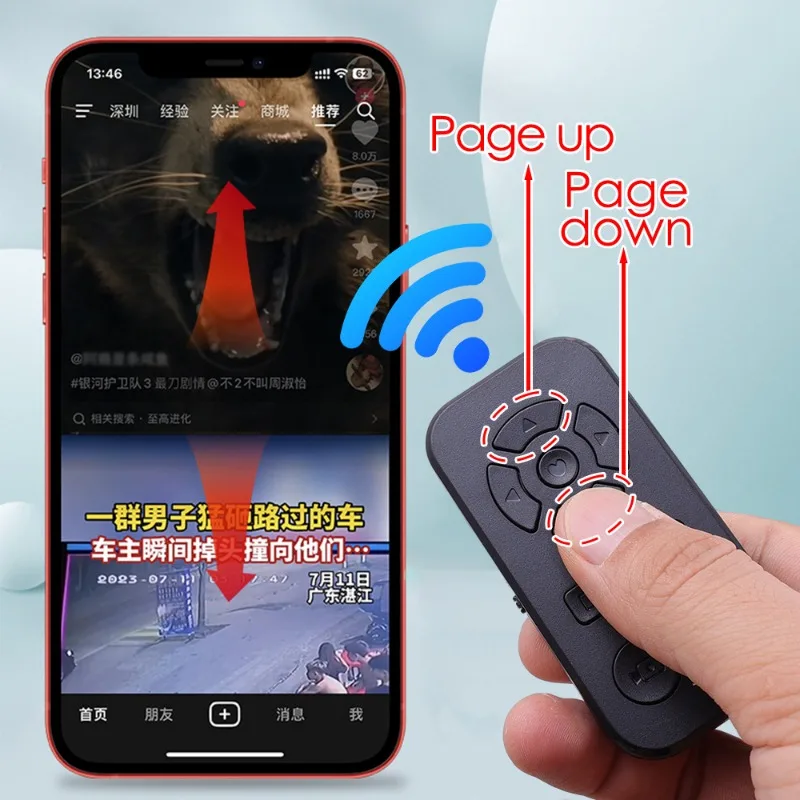 Bluetooth Remote Video Camera Controller for Xiaomi Samsung Huawei Android Mobile Phone for Tiktok Live Video Movie Page Turning