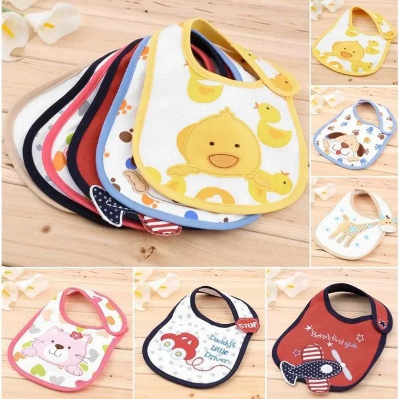 10pc Baby Girl Boy Towel Saliva Waterproof New Kids Cartoon Pattern 3 Layer Toddler Lunch Bibs Burp Cloths