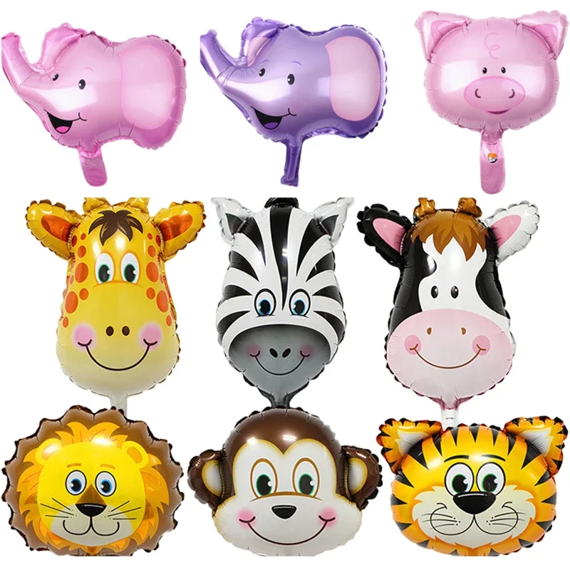 Cartoon Animal Large Balloon 3D Elephant Monkey Lion Hand Foil Balloons Boy Girl Jungle Birthday Party Decor Baby Shower Balloon