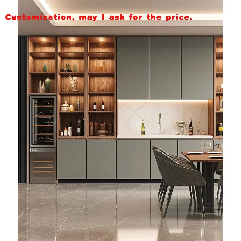 

Настраиваемый деревянный шкаф-витрина, винный шкаф, индивидуальные материалы/цвета/размеры, универсальное решение в стиле фермерского дома