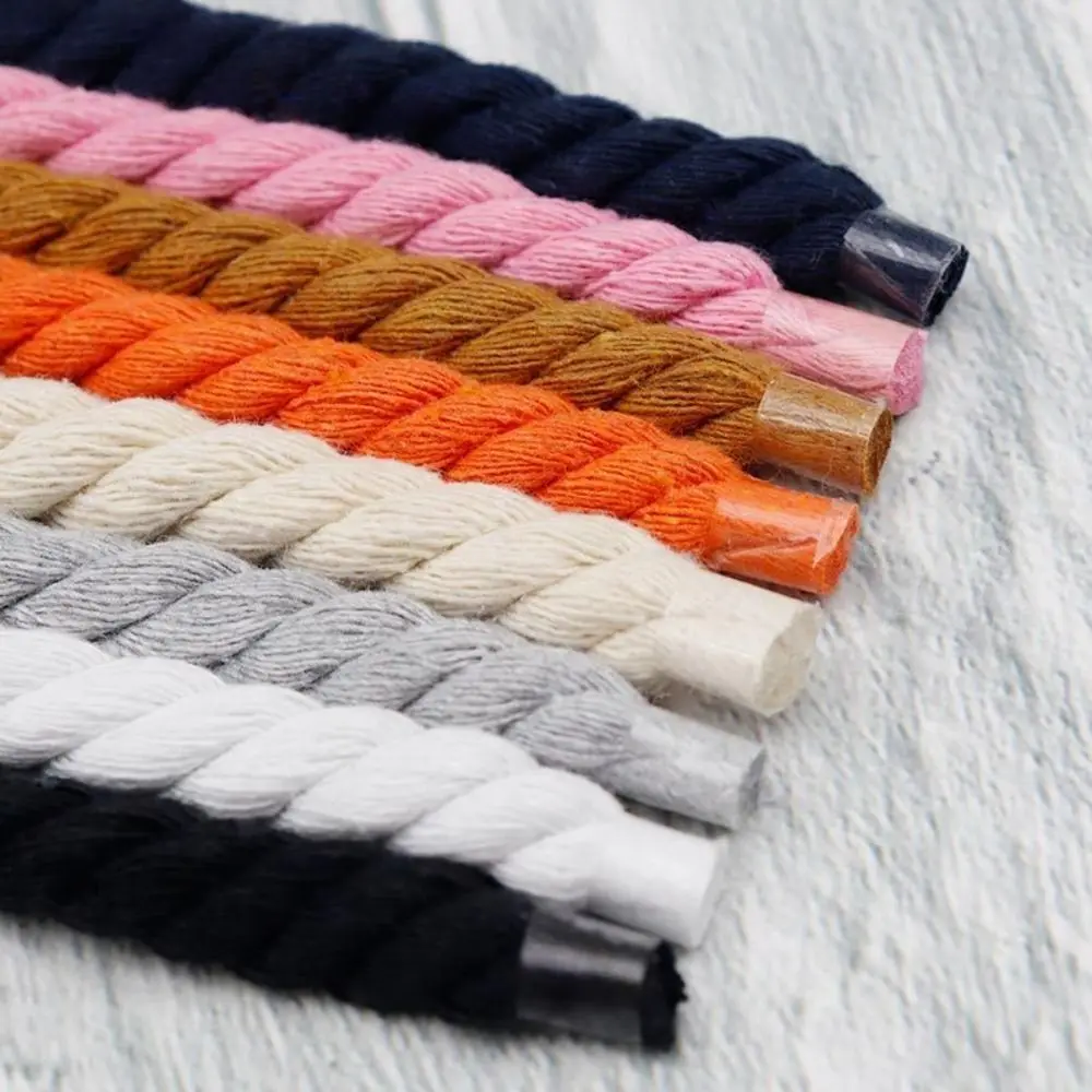 2PCS 10Colors Thick Rope Laces High Quality Round Weaving Twisted Rope Polyester Cotton 0.8cm120cm Width