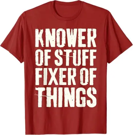 Wissenwelt-Kenner, Reparatur-Meister, Lustiges Vatertags-T-Shirt, Y2K Herrenkleidung, Buchstaben-Print Spruch-T-Shirt, Ehemann, Papa, Neuartiges Geschenk – Detail 3