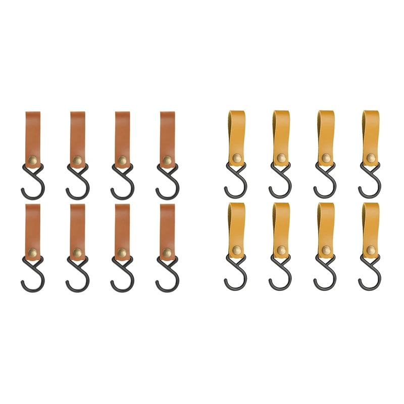 

Best-8 Pcs Leather S-Hooks Leather Hook,S-Hooks S Shaped Hooks Coat Hook for Hanging, Camping Hook Hanger Hooks