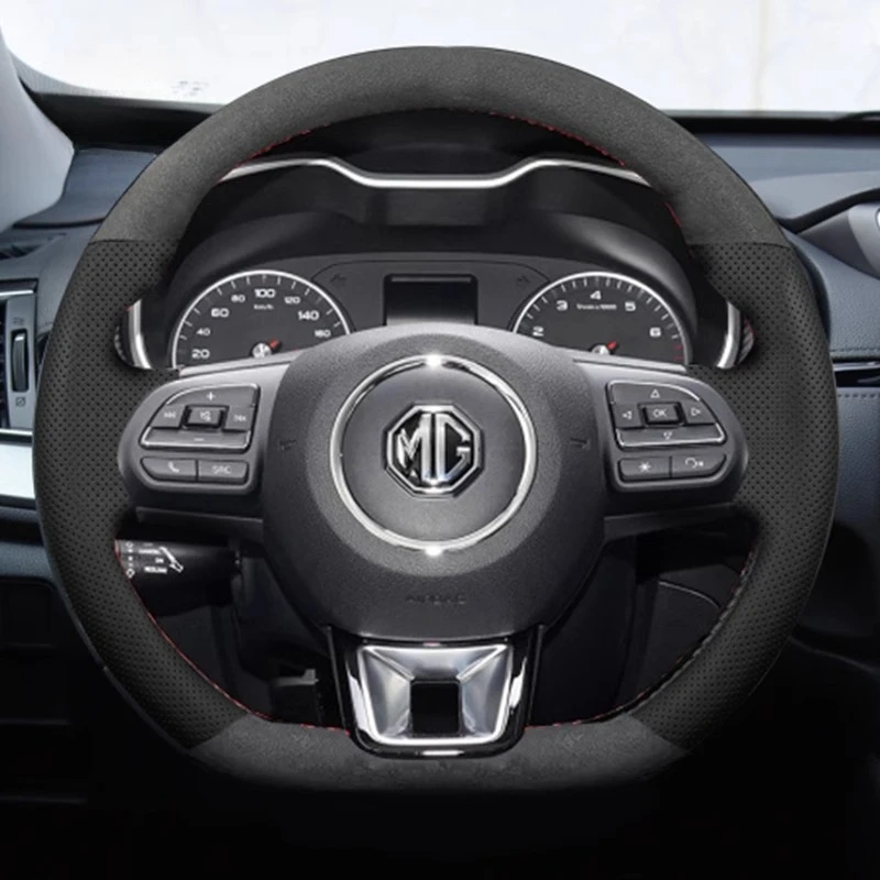 

Для MG5 6 ZS GS RX5 RX8 ZST ZS EV 2017-2023 сшитый вручную нескользящий замшевый чехол на руль из натуральной кожи
