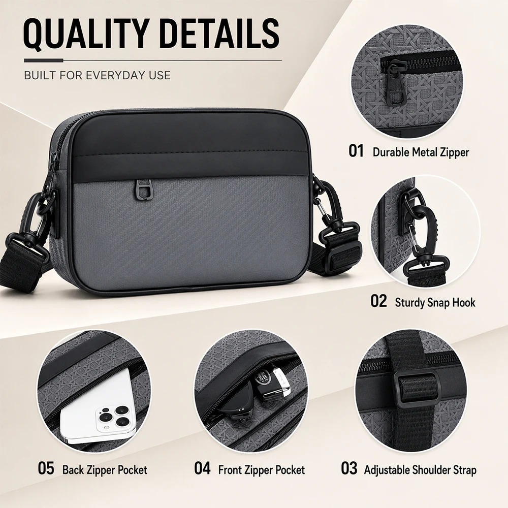 Fashion Trends Men Shoulder Bag Casual Portable Men Crossbody Bags Business Simple Handbag for Daily Commute