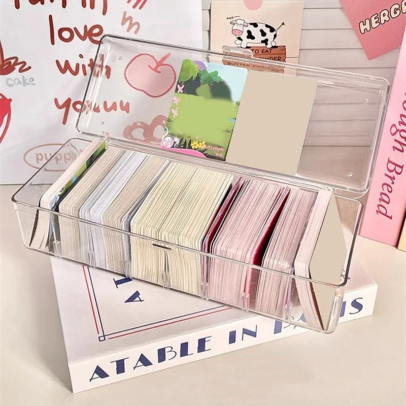 Kpop Photocard Storage Box Transparent Photo Card Organizer Compartment Flip Box Card Case Protector Container