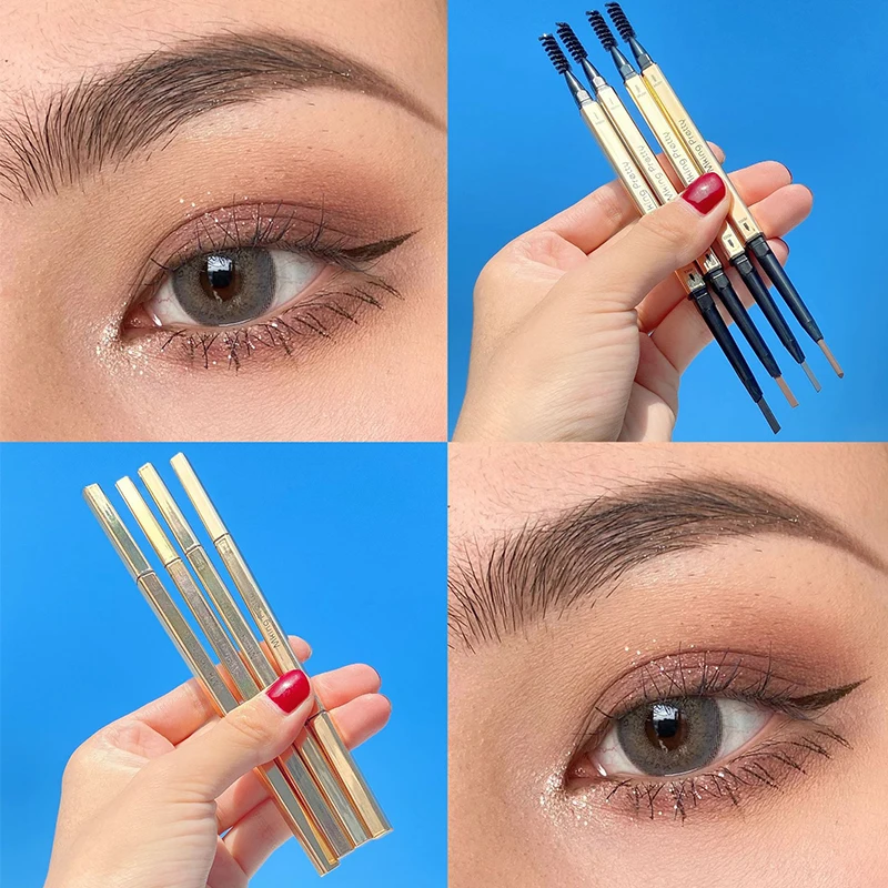 3Pcs Double Head Eyebrow Pencil Waterproof Long Lasting Ultra Fine Triangle Tint Eye Brow Pencil Makeup Mascara Enhance Cosmetic