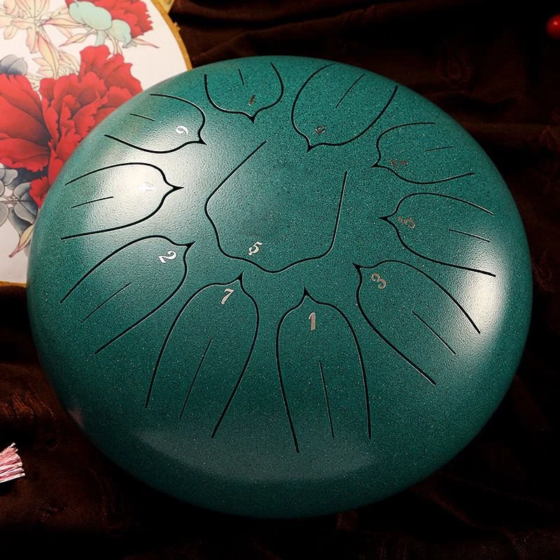 Hluru Glucophone Steel Tongue Drum10 Inch 11 Notes Tank Drum Key Handpan with Carry Bag for Meditation Musical Instrument