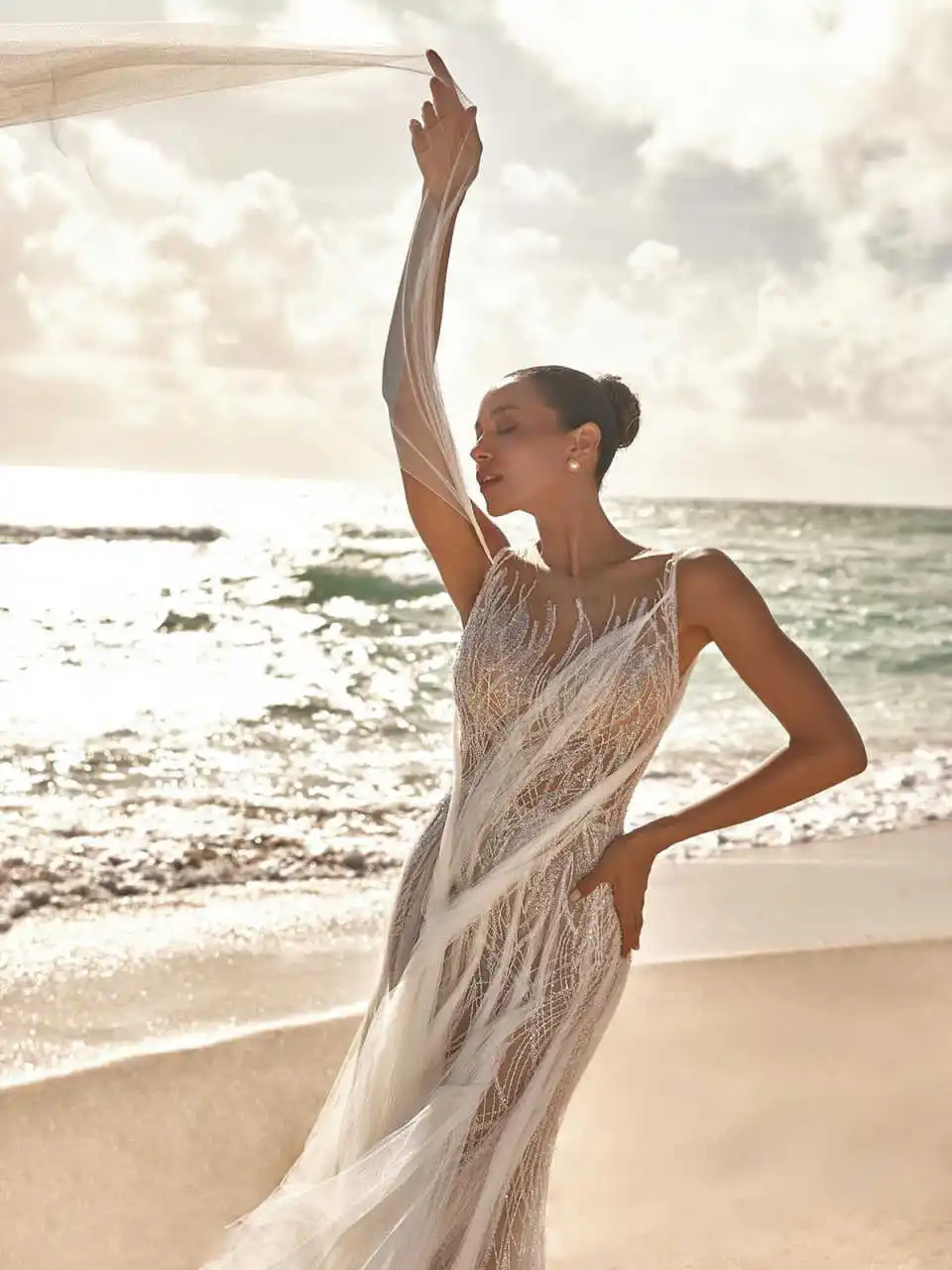 Vestido de novia de sirena con lentejuelas reales elegante ilusión sin mangas vestido de novia de encaje hasta el suelo vestidos de novia personalizados